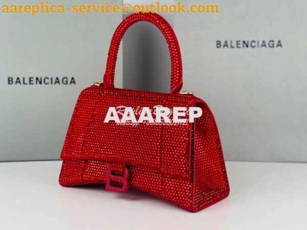 Replica Balenciaga Hourglass Top Handle Bag in Red Suede Calfskin with 6