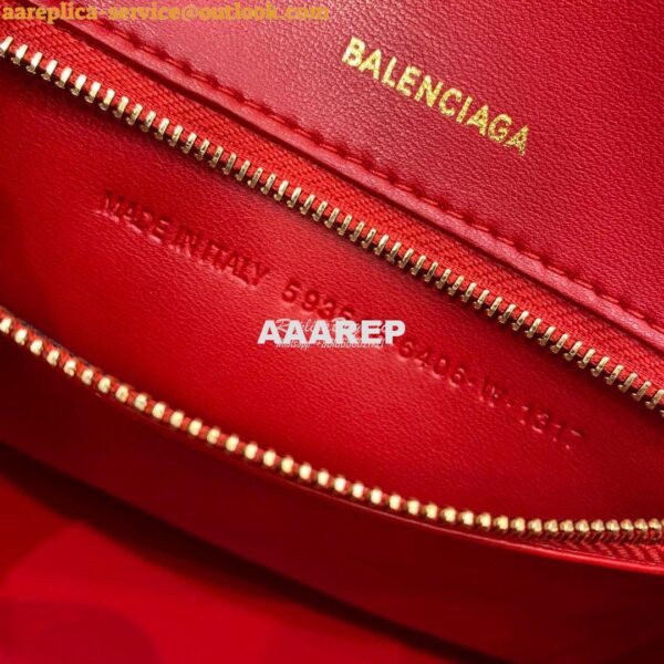 Replica Balenciaga Hourglass Top Handle Bag In Red Shiny Box Calfskin 16