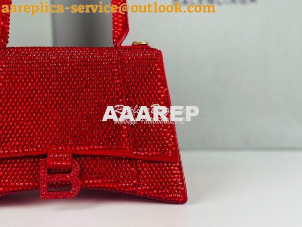 Replica Balenciaga Hourglass Top Handle Bag in Red Suede Calfskin with 7