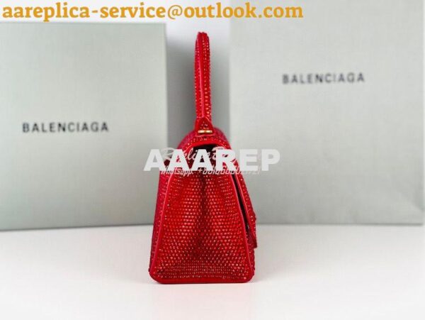 Replica Balenciaga Hourglass Top Handle Bag in Red Suede Calfskin with 8