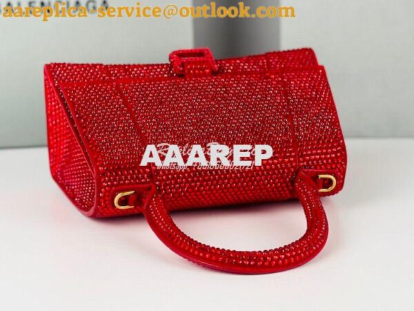 Replica Balenciaga Hourglass Top Handle Bag in Red Suede Calfskin with 9