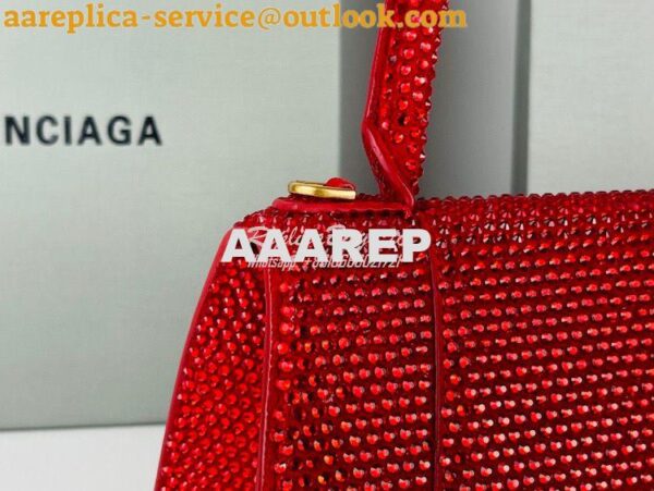 Replica Balenciaga Hourglass Top Handle Bag in Red Suede Calfskin with 10