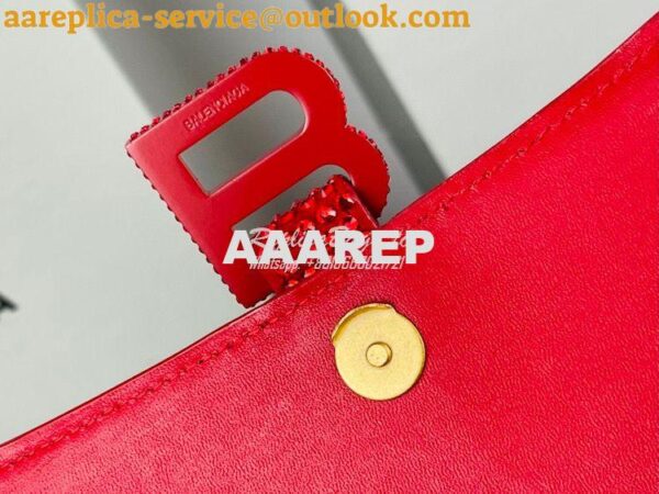 Replica Balenciaga Hourglass Top Handle Bag in Red Suede Calfskin with 15