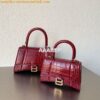 Replica Balenciaga Hourglass Top Handle Bag in Red Suede Calfskin with