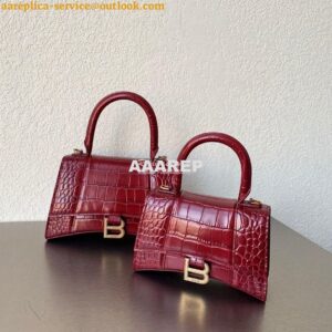 Replica Balenciaga Hourglass Top Handle Bag In Shiny Crocodile Embosse