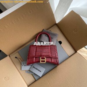 Replica Balenciaga Hourglass Top Handle Bag In Shiny Crocodile Embosse 2