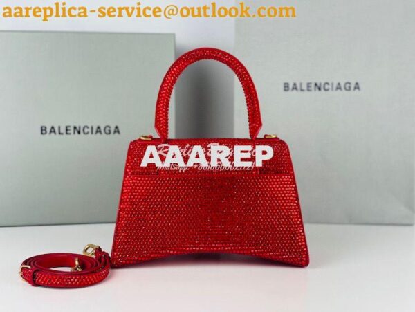 Replica Balenciaga Hourglass Top Handle Bag in Red Suede Calfskin with 17