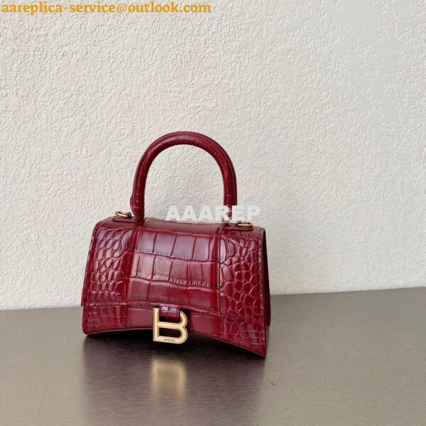 Replica Balenciaga Hourglass Top Handle Bag In Shiny Crocodile Embosse 5