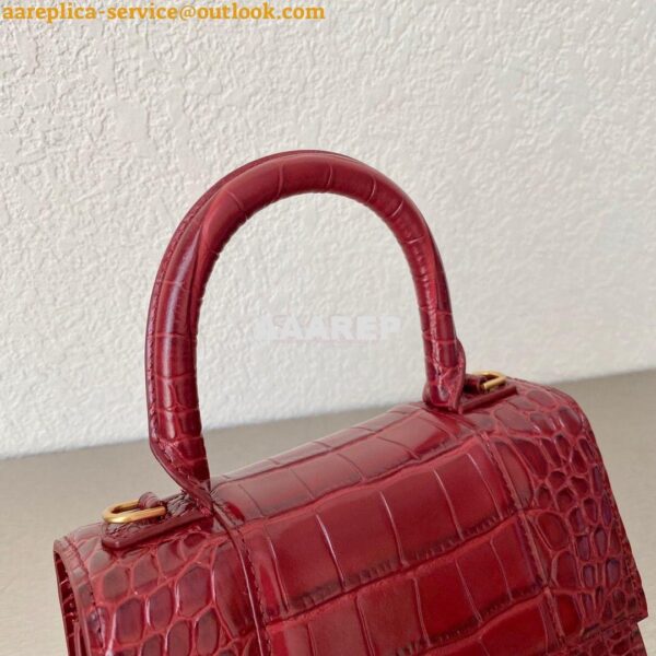 Replica Balenciaga Hourglass Top Handle Bag In Shiny Crocodile Embosse 6