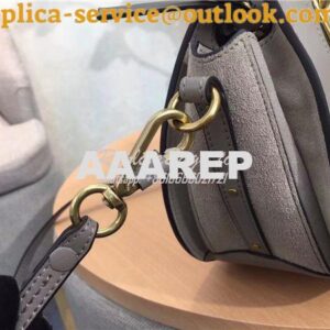 Replica Chloe Pixie medium grey leather and suede shoulder bag 2