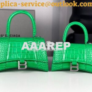 Replica Balenciaga Hourglass Top Handle Bag In Shiny Crocodile Embosse 2