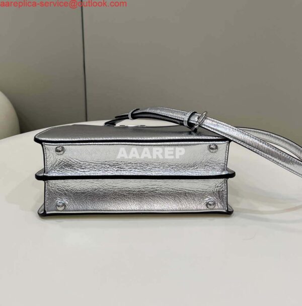 Replica Fendi 8BN327 Peekaboo ISeeU Small Silver leather bag 5