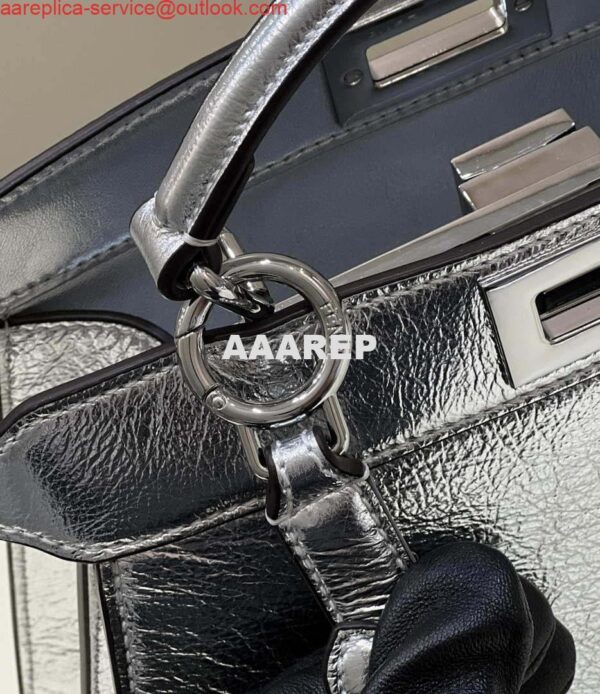 Replica Fendi 8BN327 Peekaboo ISeeU Small Silver leather bag 7