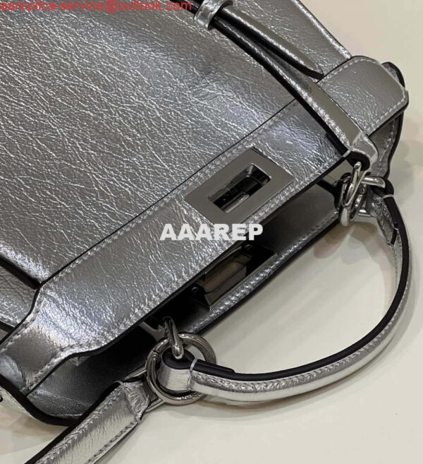 Replica Fendi 8BN327 Peekaboo ISeeU Small Silver leather bag 10