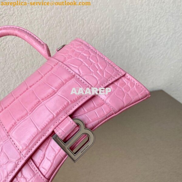 Replica Balenciaga Hourglass Top Handle Bag In Shiny Crocodile Embosse 7