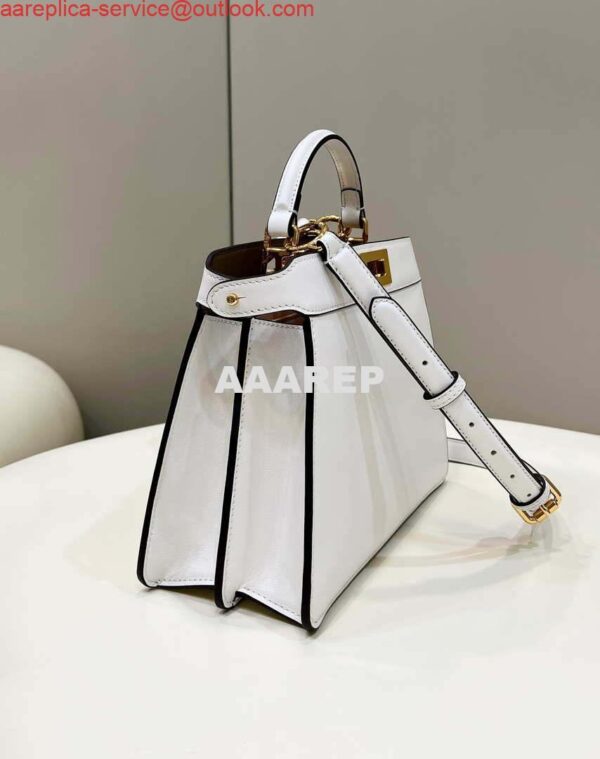 Replica Fendi 8BN327 Peekaboo ISeeU Small White leather bag 5