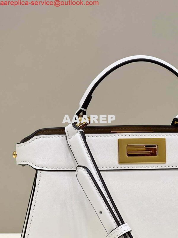 Replica Fendi 8BN327 Peekaboo ISeeU Small White leather bag 6