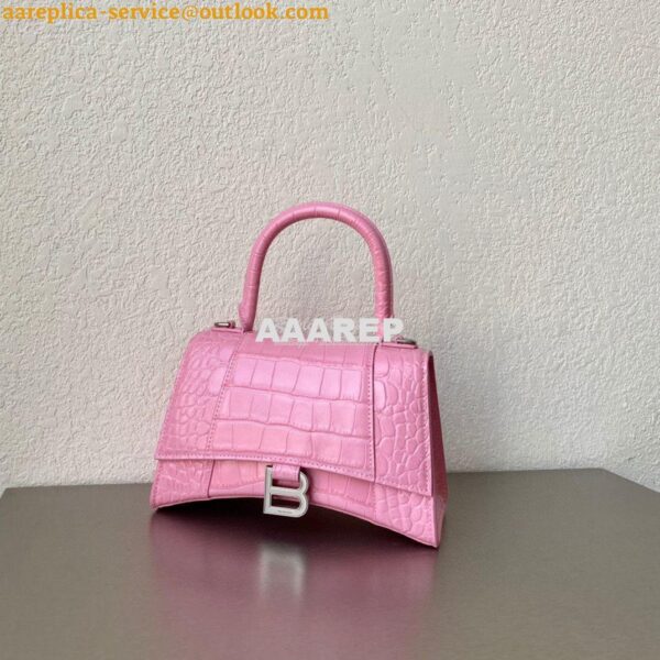 Replica Balenciaga Hourglass Top Handle Bag In Shiny Crocodile Embosse 12