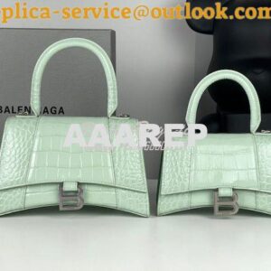 Replica Balenciaga Hourglass Top Handle Bag In Shiny Crocodile Embosse 2