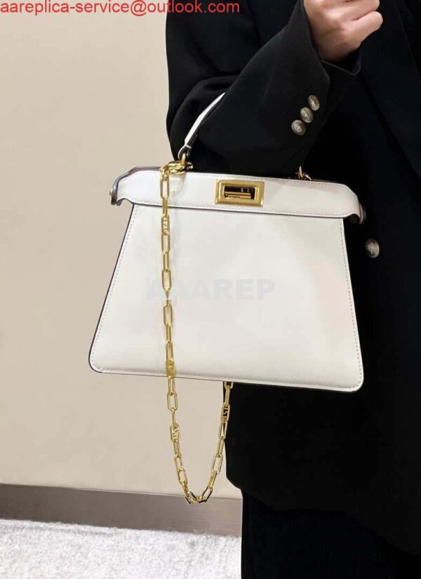 Replica Fendi 8BN327 Peekaboo ISeeU Small White leather bag 13