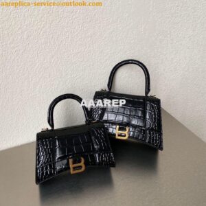 Replica Balenciaga Hourglass Top Handle Bag In Shiny Crocodile Embosse