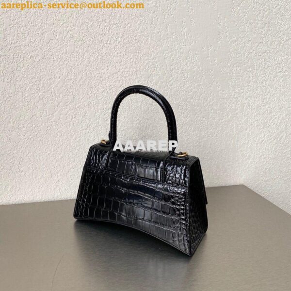 Replica Balenciaga Hourglass Top Handle Bag In Shiny Crocodile Embosse 5