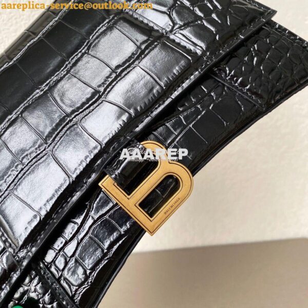 Replica Balenciaga Hourglass Top Handle Bag In Shiny Crocodile Embosse 7