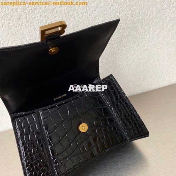 Replica Balenciaga Hourglass Top Handle Bag In Shiny Crocodile Embosse 8