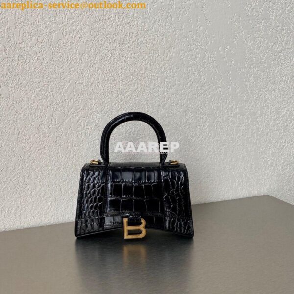 Replica Balenciaga Hourglass Top Handle Bag In Shiny Crocodile Embosse 12