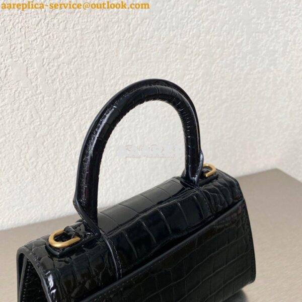 Replica Balenciaga Hourglass Top Handle Bag In Shiny Crocodile Embosse 13