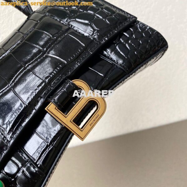 Replica Balenciaga Hourglass Top Handle Bag In Shiny Crocodile Embosse 16