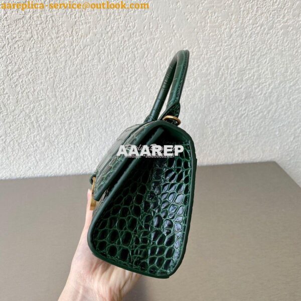 Replica Balenciaga Hourglass Top Handle Bag In Shiny Crocodile Embosse 6