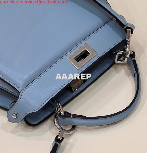 Replica Fendi 8BN335 Peekaboo ISeeU Petite Light Blue Padded Nappa Leather Bag 8