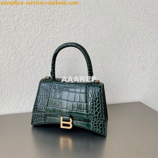 Replica Balenciaga Hourglass Top Handle Bag In Shiny Crocodile Embosse 12