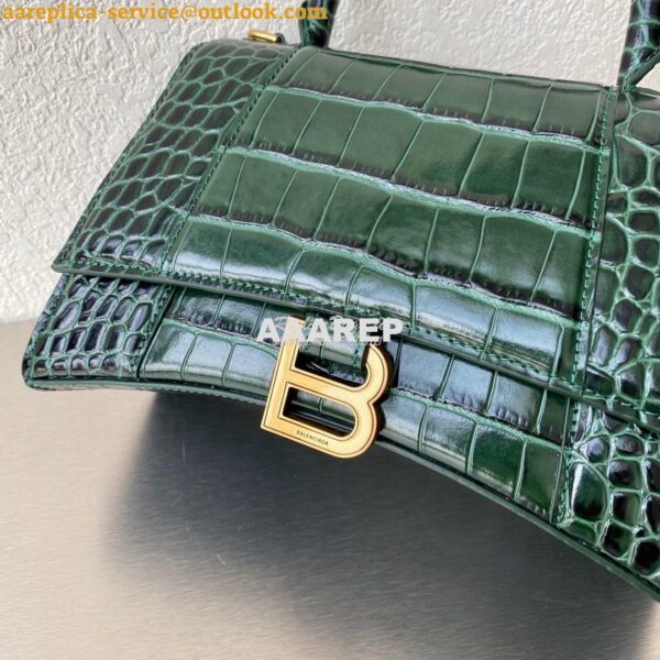 Replica Balenciaga Hourglass Top Handle Bag In Shiny Crocodile Embosse 15