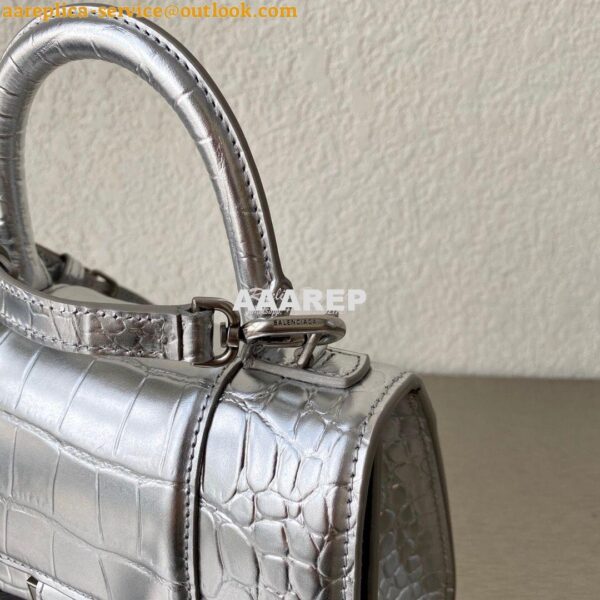 Replica Balenciaga Hourglass Top Handle Bag In Shiny Crocodile Embosse 5