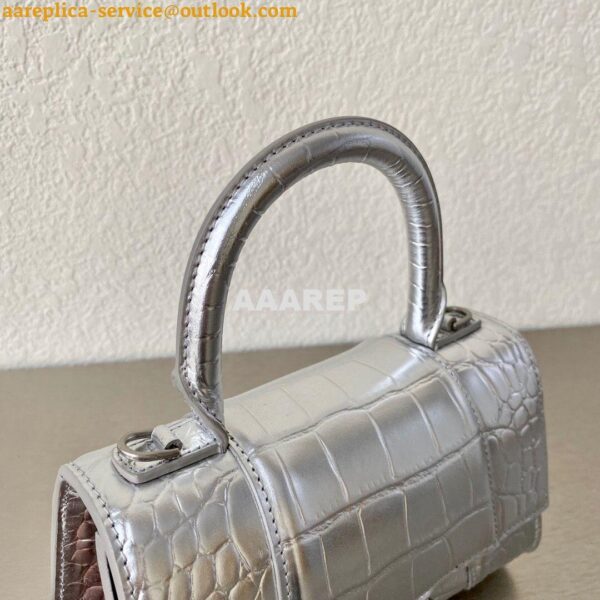 Replica Balenciaga Hourglass Top Handle Bag In Shiny Crocodile Embosse 8