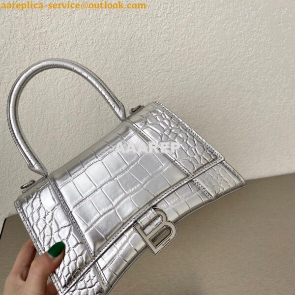 Replica Balenciaga Hourglass Top Handle Bag In Shiny Crocodile Embosse 14