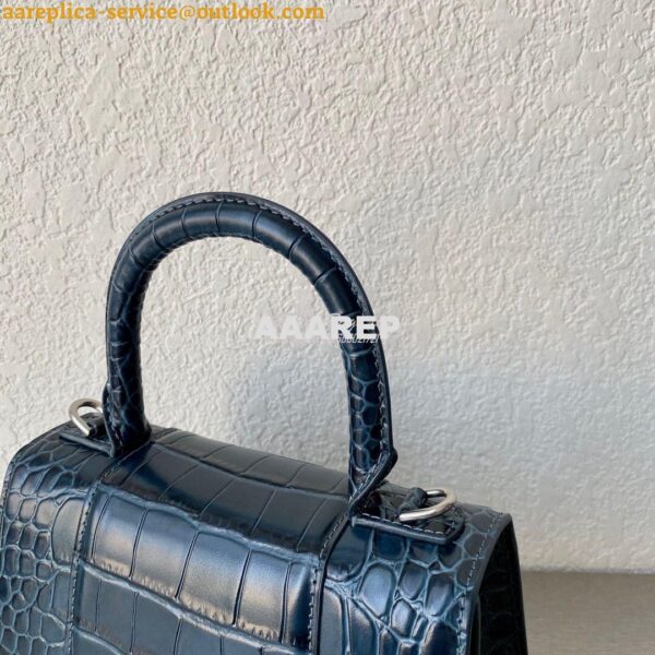 Replica Balenciaga Hourglass Top Handle Bag In Shiny Crocodile Embosse 12