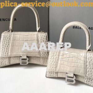 Replica Balenciaga Hourglass Top Handle Bag In Shiny Crocodile Embosse