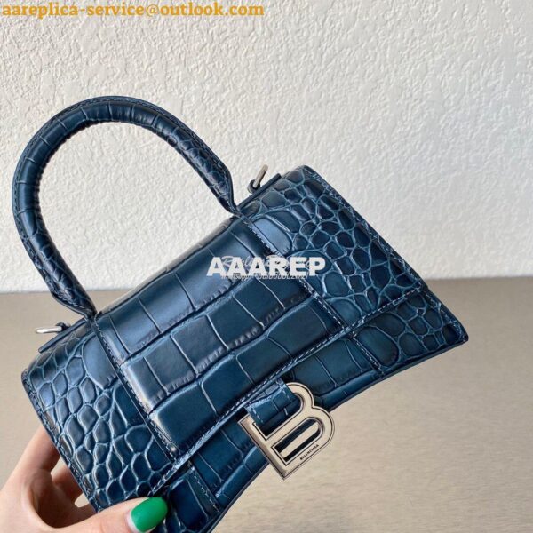 Replica Balenciaga Hourglass Top Handle Bag In Shiny Crocodile Embosse 13