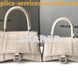 Replica Balenciaga Hourglass Top Handle Bag In Shiny Crocodile Embosse 2