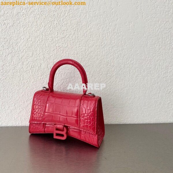 Replica Balenciaga Hourglass Top Handle Bag In Shiny Crocodile Embosse 5