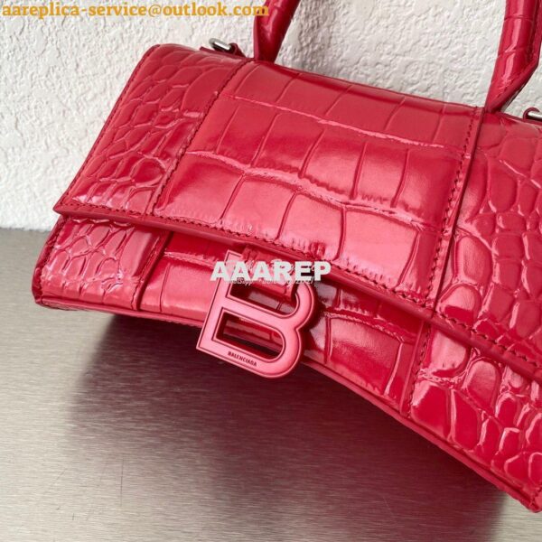 Replica Balenciaga Hourglass Top Handle Bag In Shiny Crocodile Embosse 7