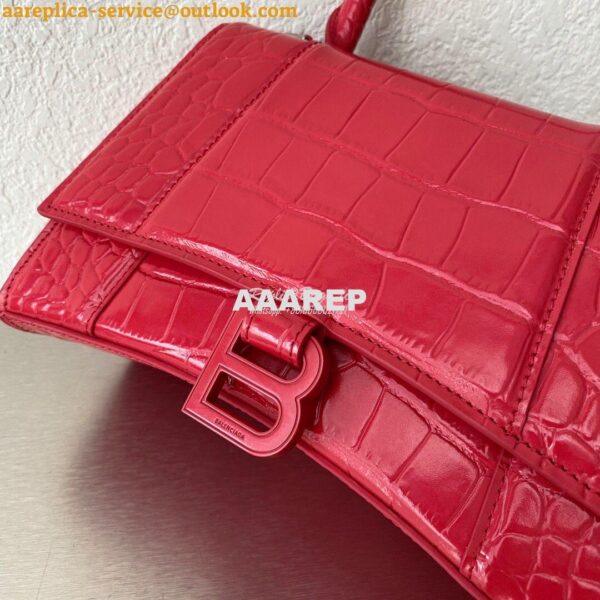 Replica Balenciaga Hourglass Top Handle Bag In Shiny Crocodile Embosse 12