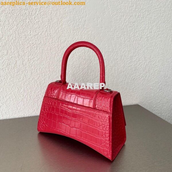 Replica Balenciaga Hourglass Top Handle Bag In Shiny Crocodile Embosse 13