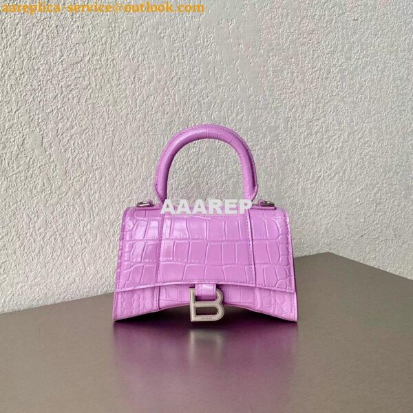 Replica Balenciaga Hourglass Top Handle Bag In Shiny Crocodile Embosse 3