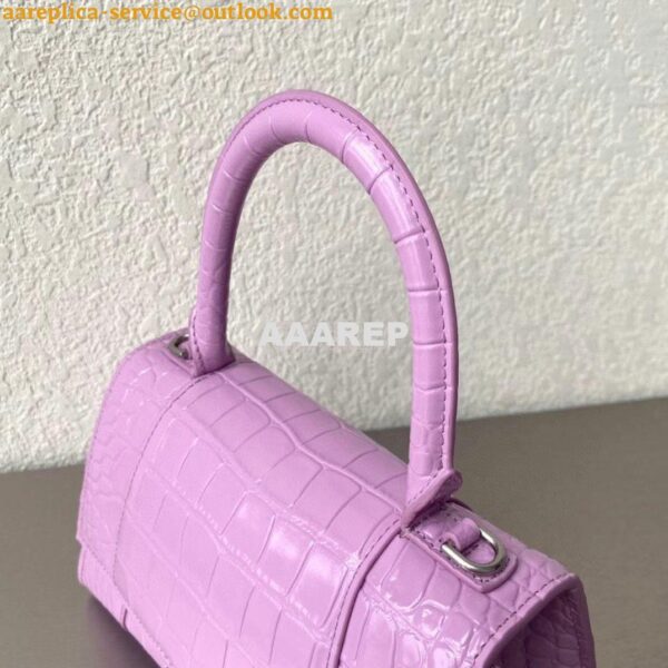 Replica Balenciaga Hourglass Top Handle Bag In Shiny Crocodile Embosse 10