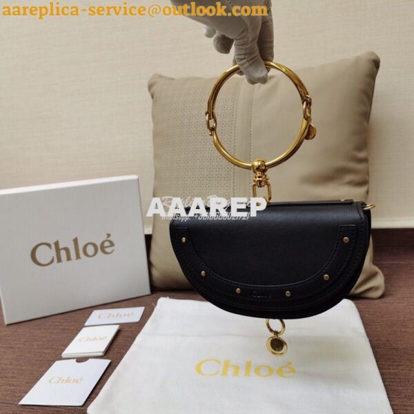 Replica Chloe Small Nile Minaudière in Smooth Calfskin Black 2