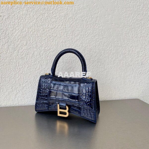 Replica Balenciaga Hourglass Top Handle Bag In Shiny Crocodile Embosse 5